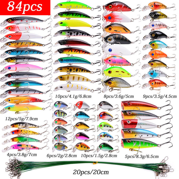 84 Piece Fishing Lure Set Fishing Hard Bait,